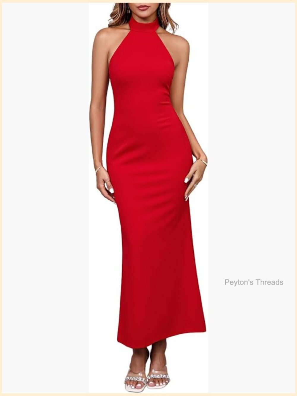 Elegant Sleeveless Halter Neck Bodycon Maxi Dress for Wedding Guest Party